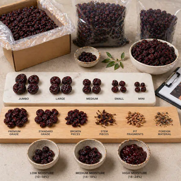 Dried Sour Cherries: Grades, Sizes and Quality Parameters